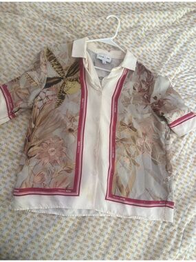 Reiss Nyog Floral Blouse in Cream and Blush